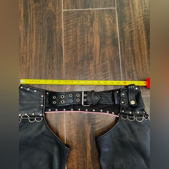 🔥 Papas Leather Motorcycle Chaps – XS – Pink Trim 🩷 - Picture 11 of 16